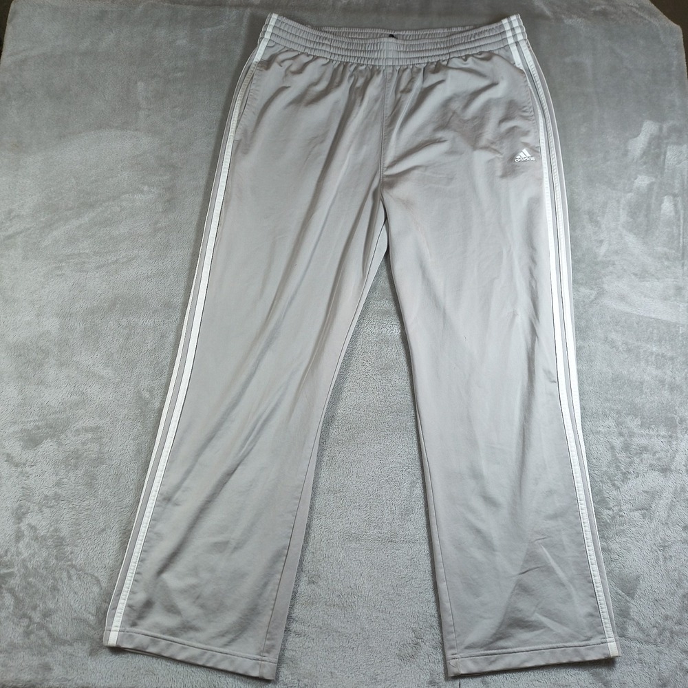 Vintage Adidas Track Pants Mens Large Gray 3 Stripe Joggers Skater Baggy Y2K